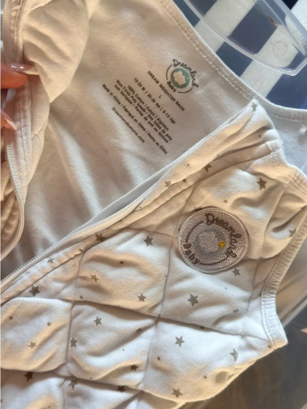 Dreamland Baby quilted weighted Sleep Sack with 2 way Front Zip